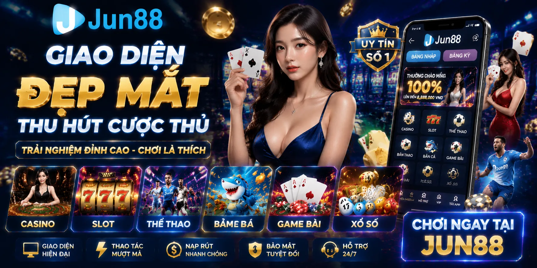 Giao diện đẹp mắt, thu hút cược thủ